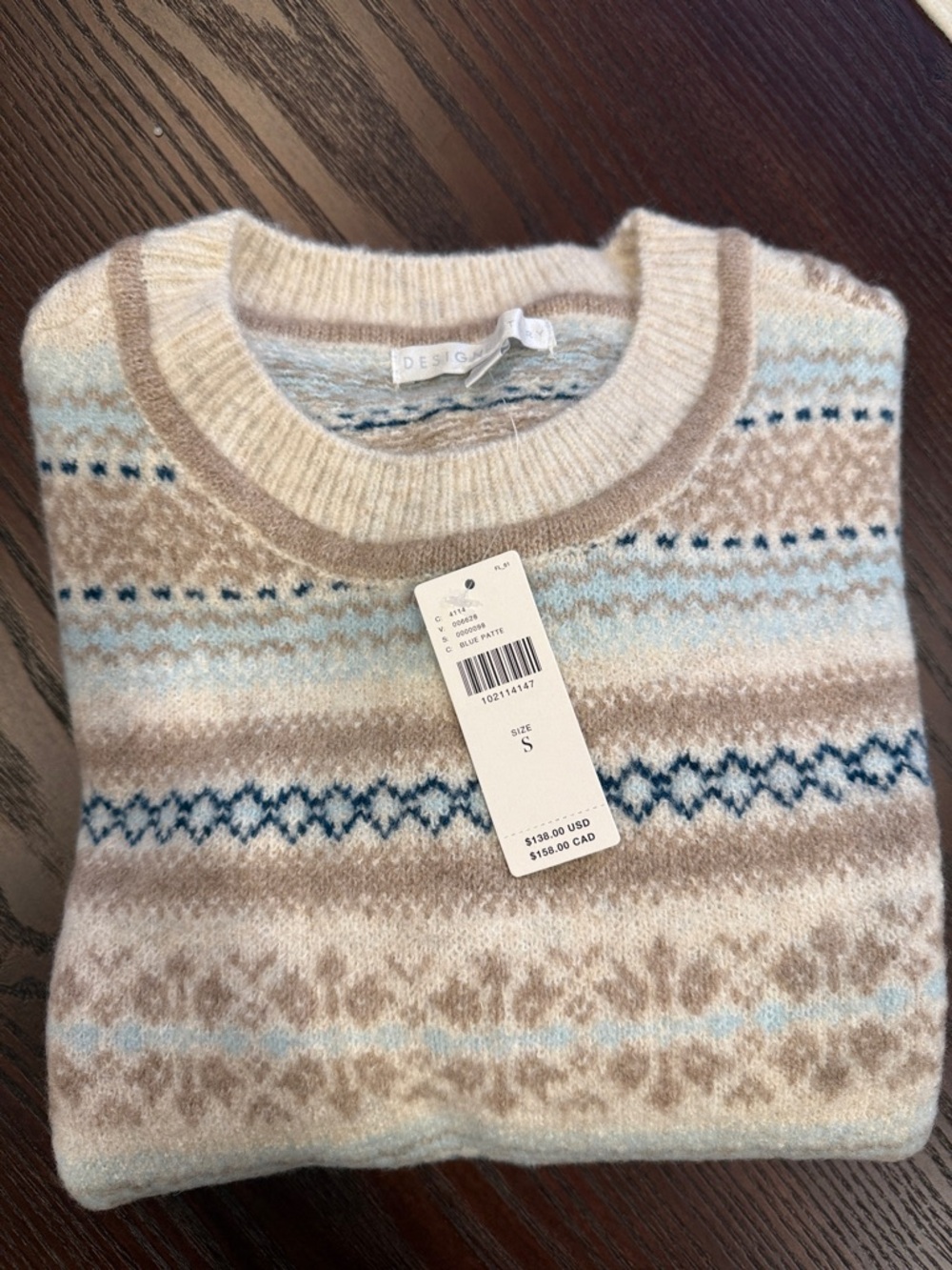 Women’s Crewneck Sweater - Blue Pattern